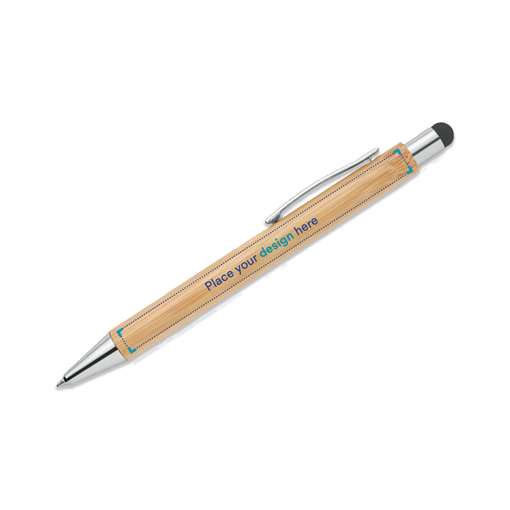 Stylo à bille | Bambou | Stylo tactile | Encre bleue