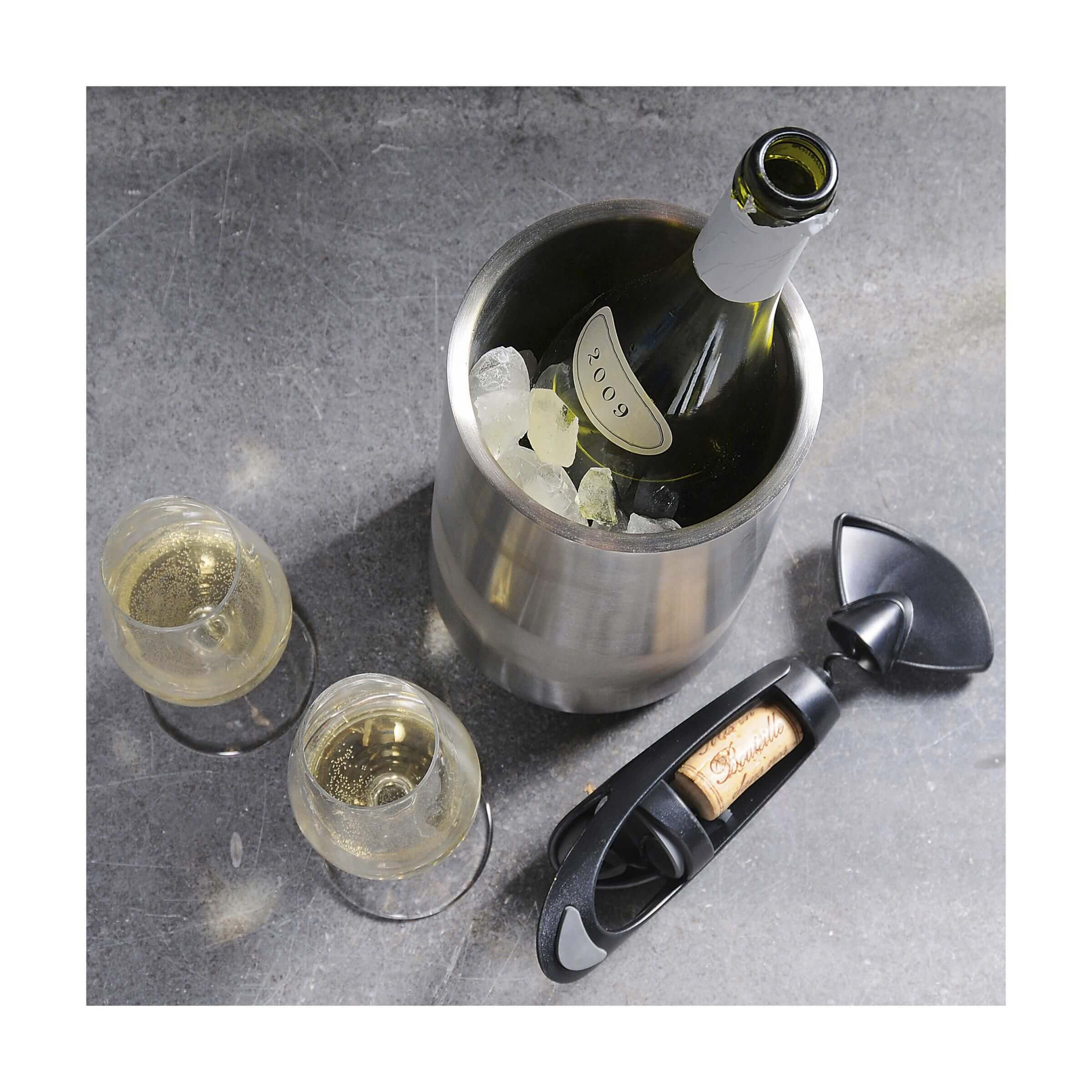 Rafraîchisseur à vin | Acier inoxydable mat | Double paroi | Dans une boîte cadeau