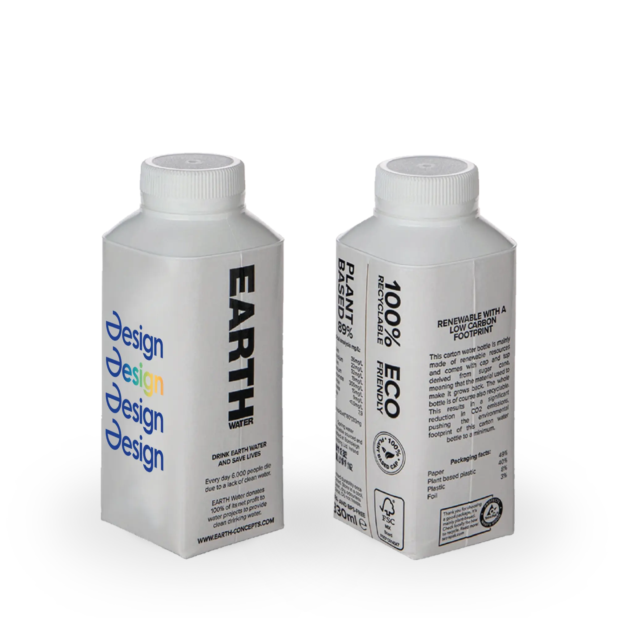 Pack d'eau en carton - 330 ml | Tetra pack | Quadrichromie