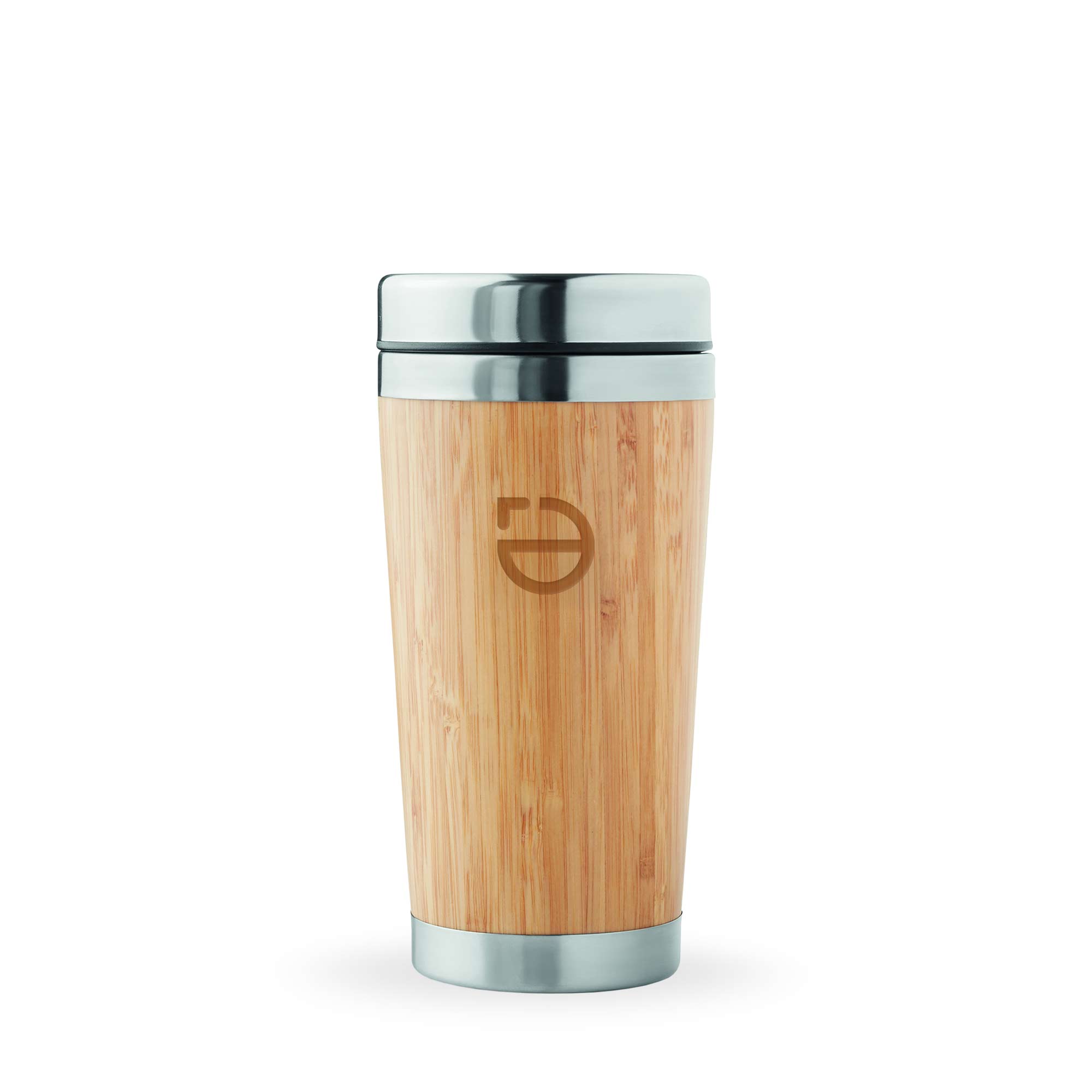 Tasse à café à emporter - 450 ml | Acier inoxydable avec bambou | Gravure au laser