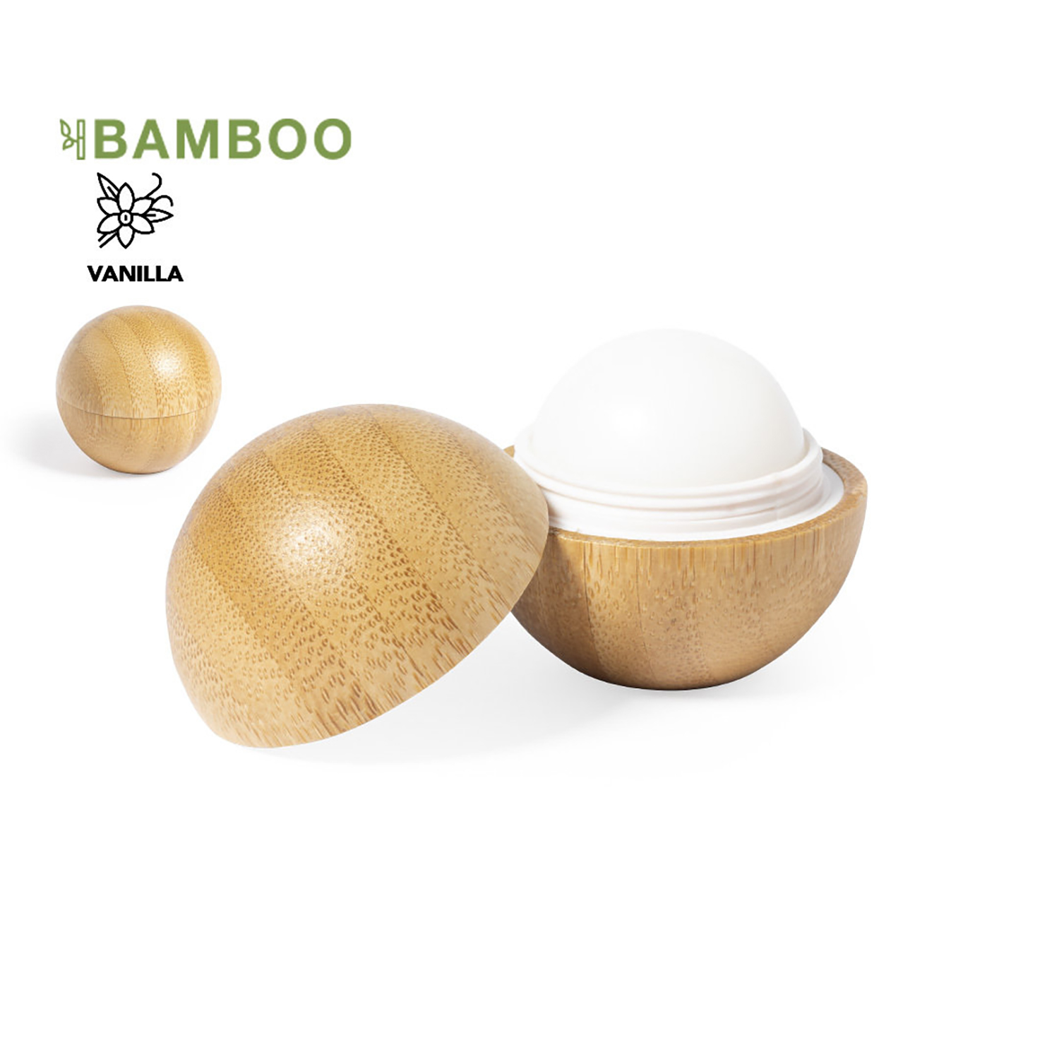 Baume à lèvres Nature – Vanille | Protection SPF15 | Étui en bambou | Bouchon à vis