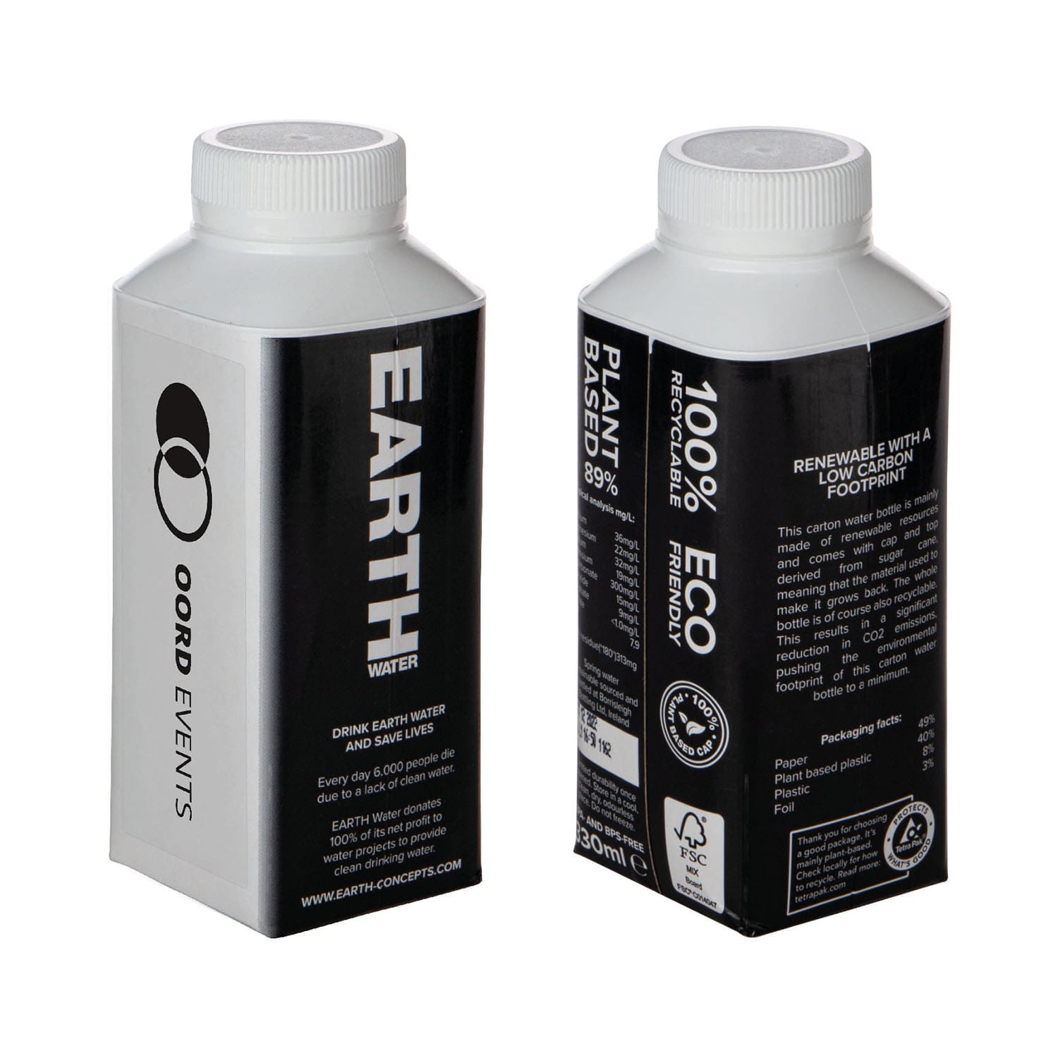 Pack d'eau en carton - 330 ml | Tetra pack | Quadrichromie
