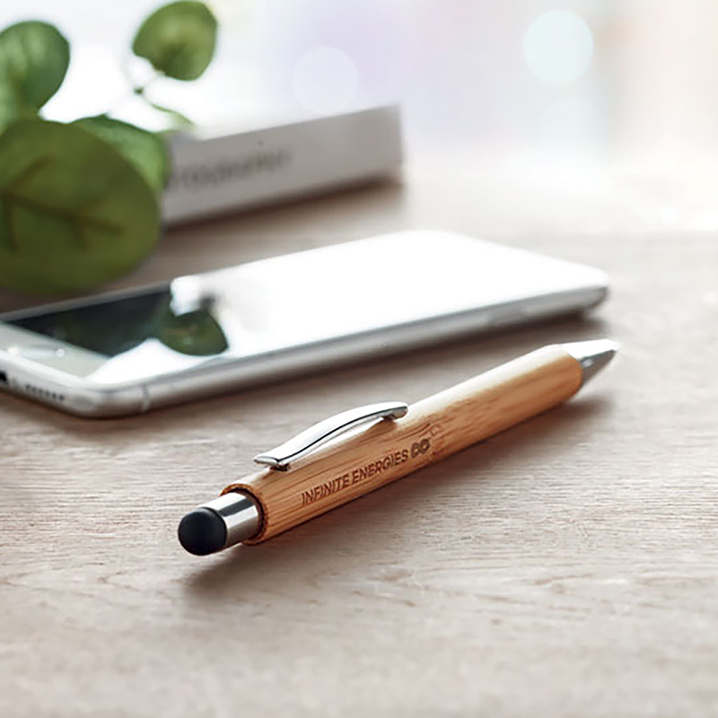 Stylo à bille | Bambou | Stylo tactile | Encre bleue