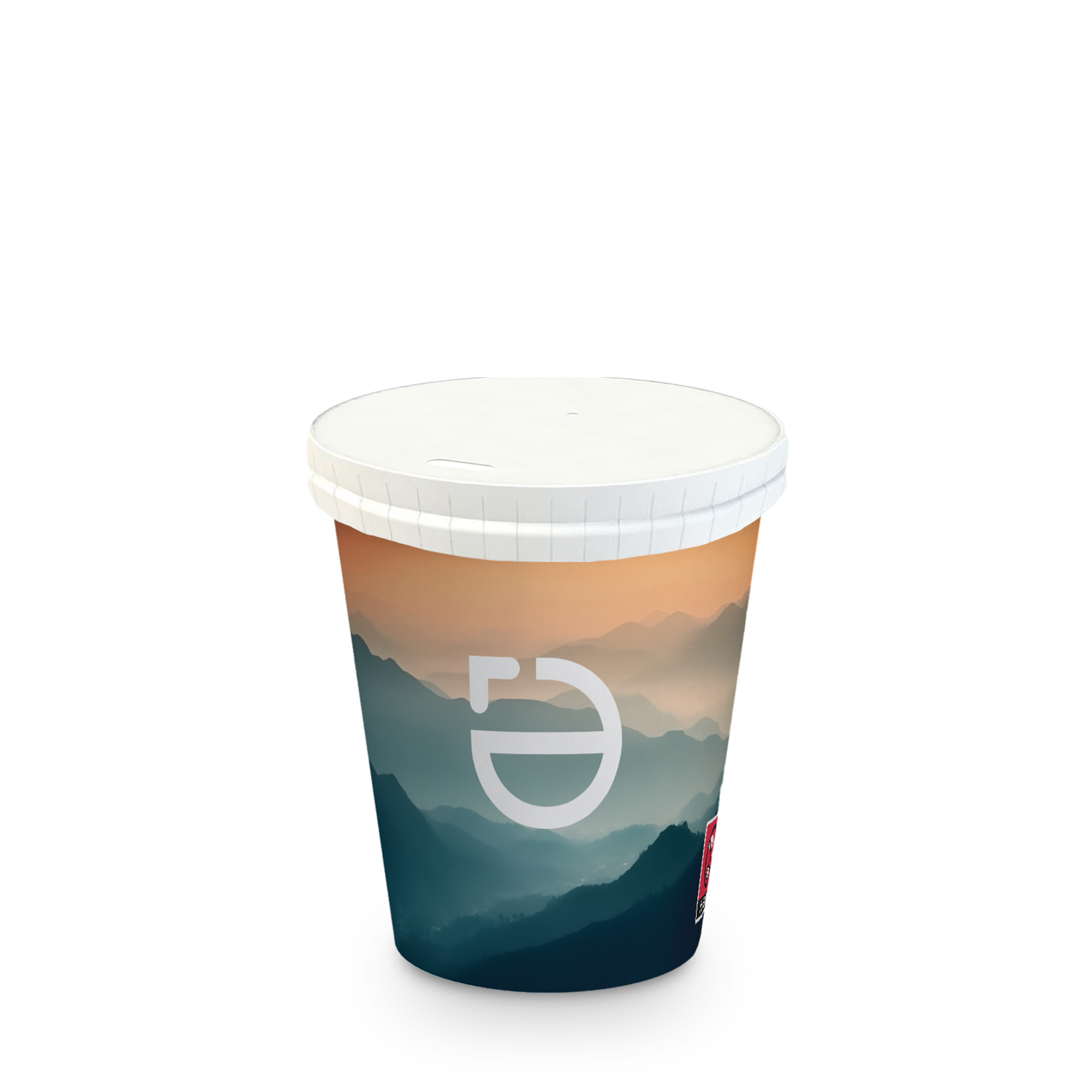 Gobelet en carton - 225 ml | Avec couvercle | Simple paroi | Quadrichromie