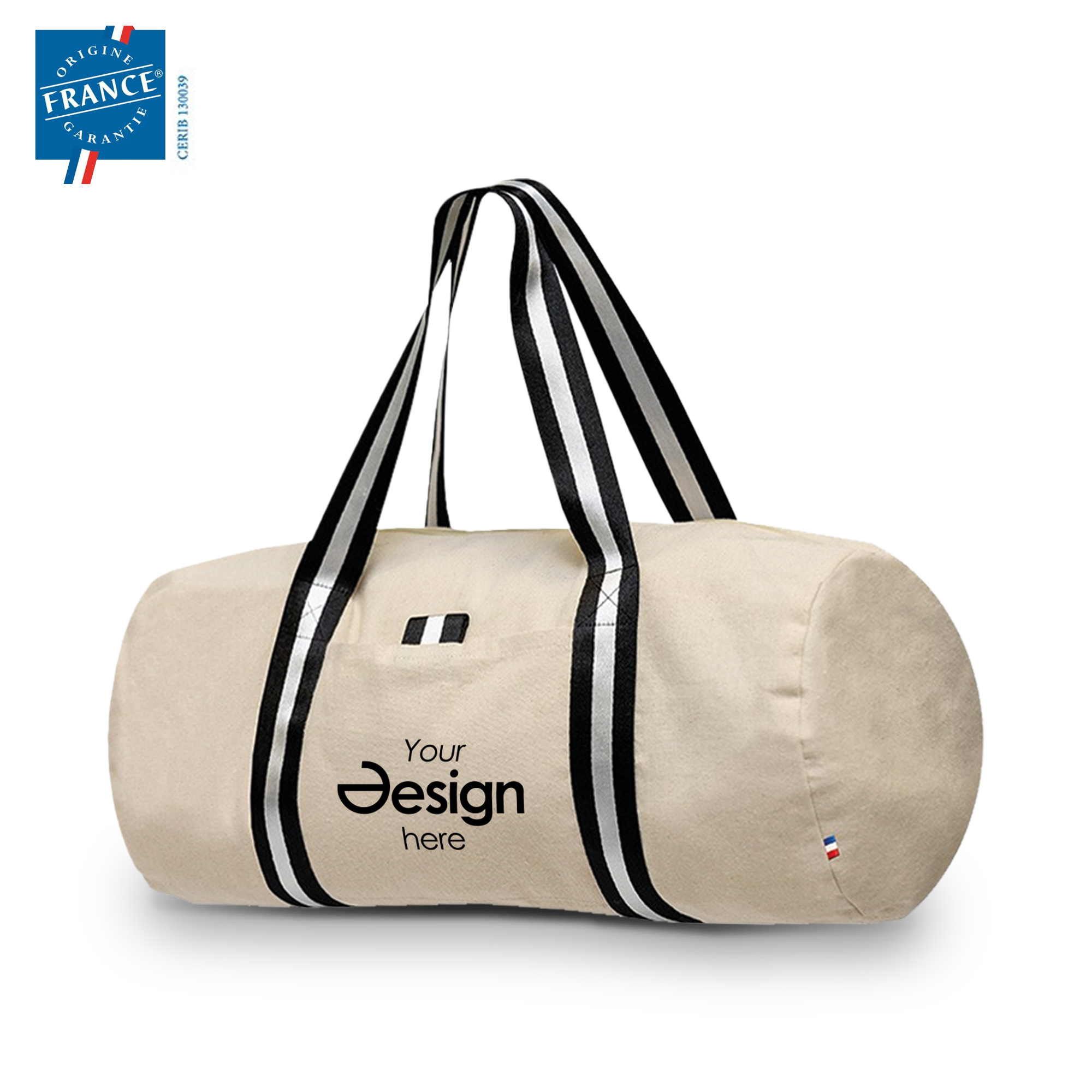 Sac polochon Goodjour - 220 gr/m2 | Fabriqué en France | Coton recyclé | Avec poche frontale