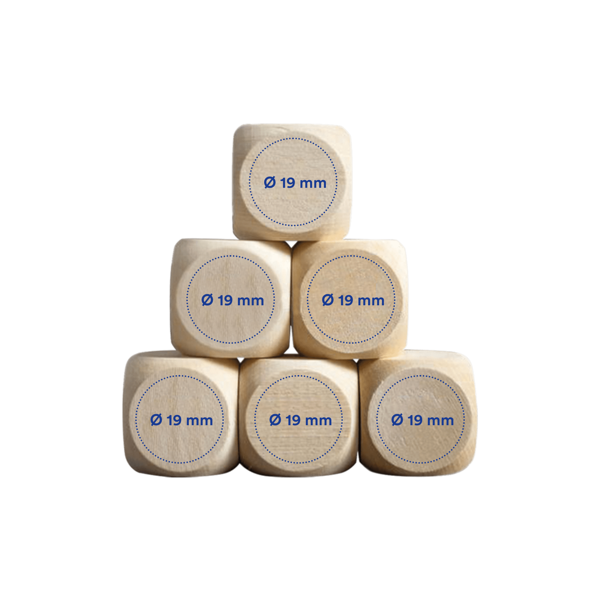 Dés en bois - 25 mm | Coins arrondis | Rapide
