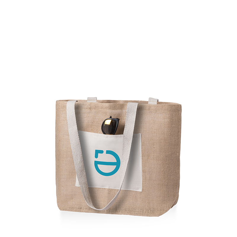 Sac en jute | Anses longues | Avec poche avant | 48 x 15 x 35 cm