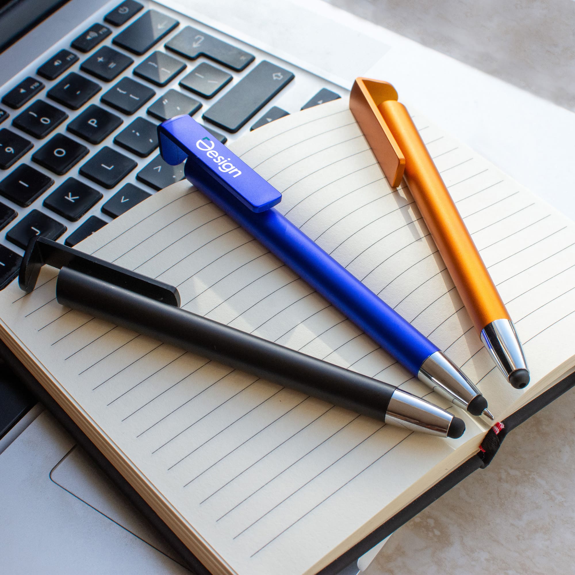 Stylo stylet | Multifonctionnel | Avec support téléphone | Impression jusqu'à 4 couleurs
