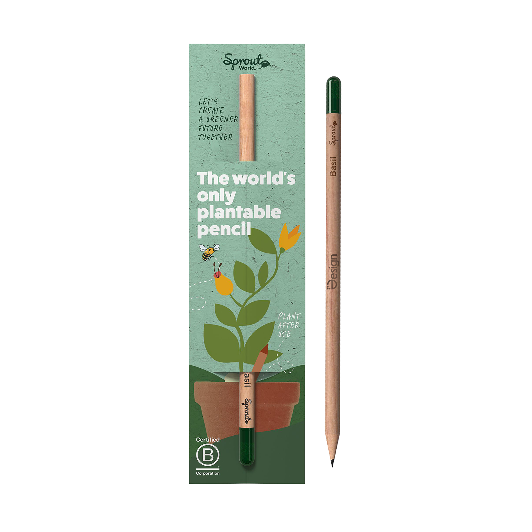 Crayon SPROUT – Emballé individuellement avec carte | Certifié FSC | À planter