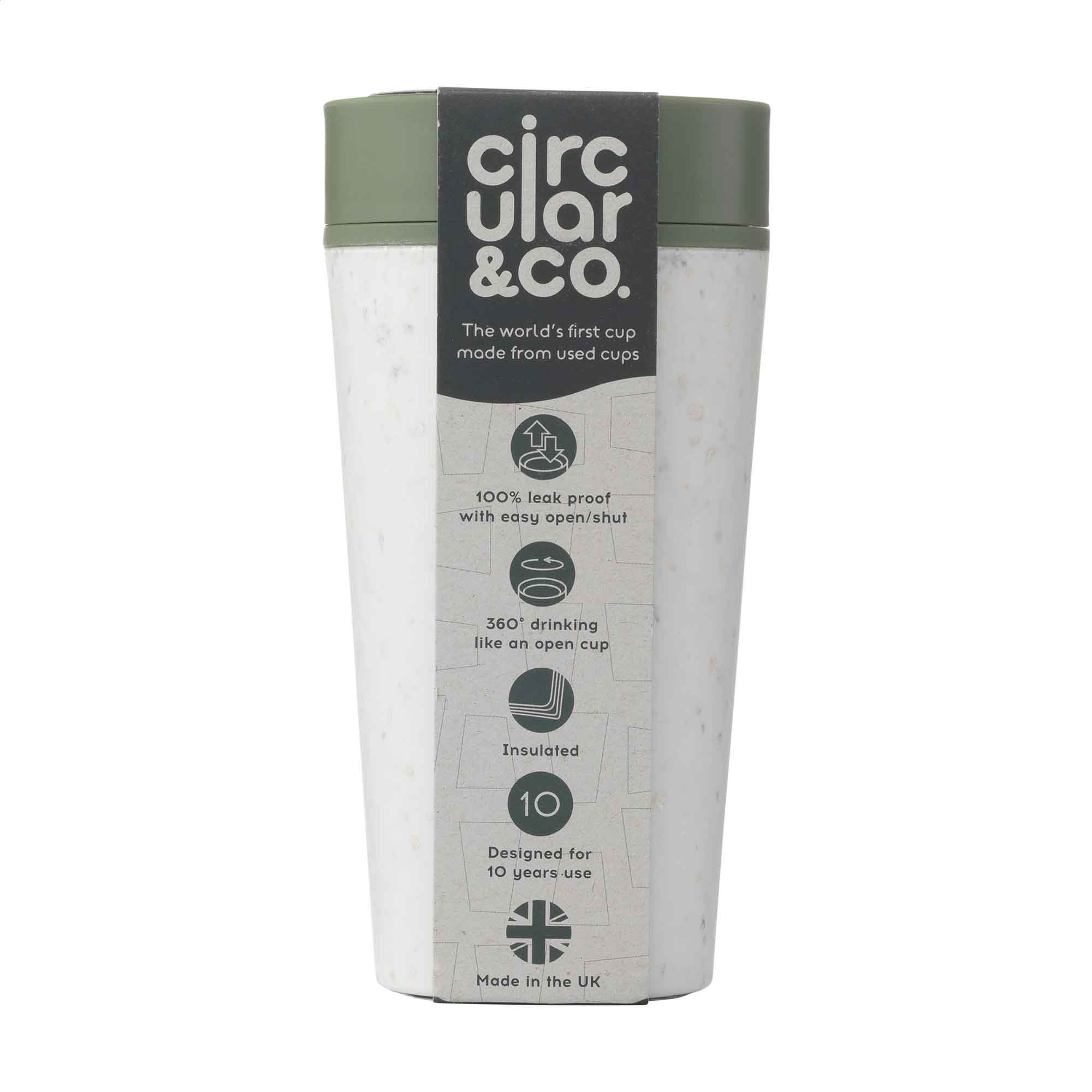 Mug Circular&Co® Blanc - 340 ml | Recyclé | Blanc avec couvercle coloré