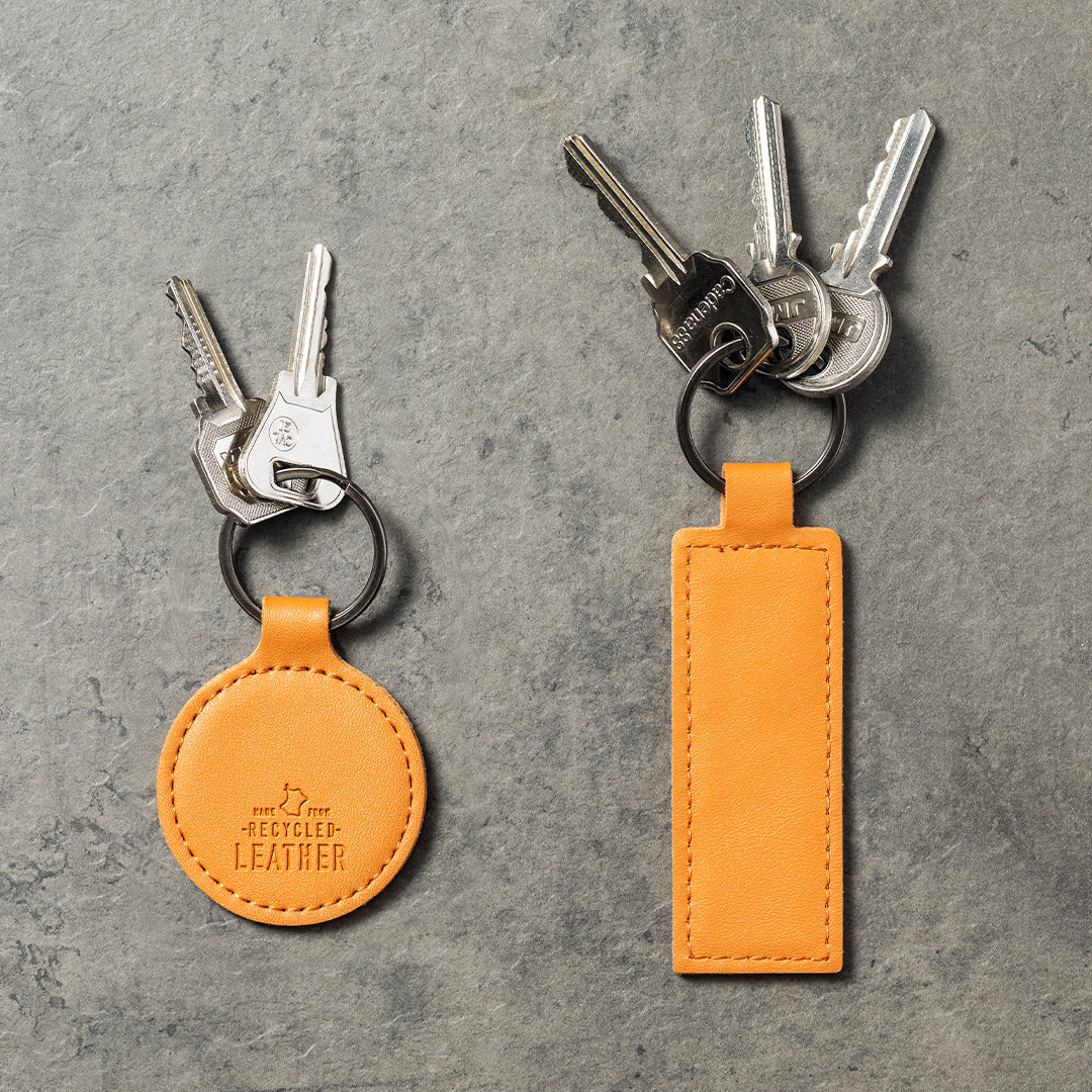 Porte-clés ligne nature | Cuir recyclé | Certifié GRS | Gravure
