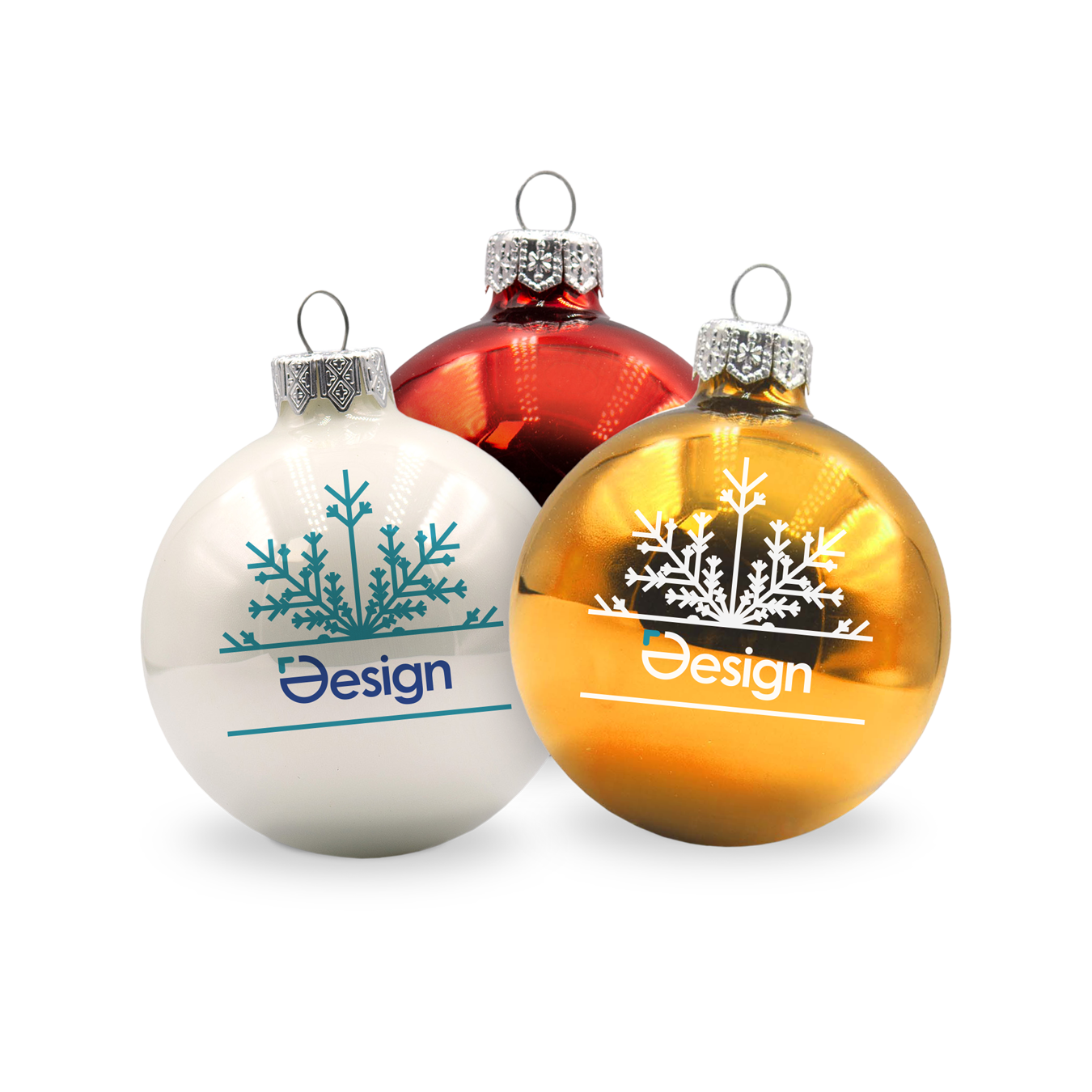 Boule de Noël colorée - Suspension argentée | Brillant | Impression jusqu'à 4 couleurs
