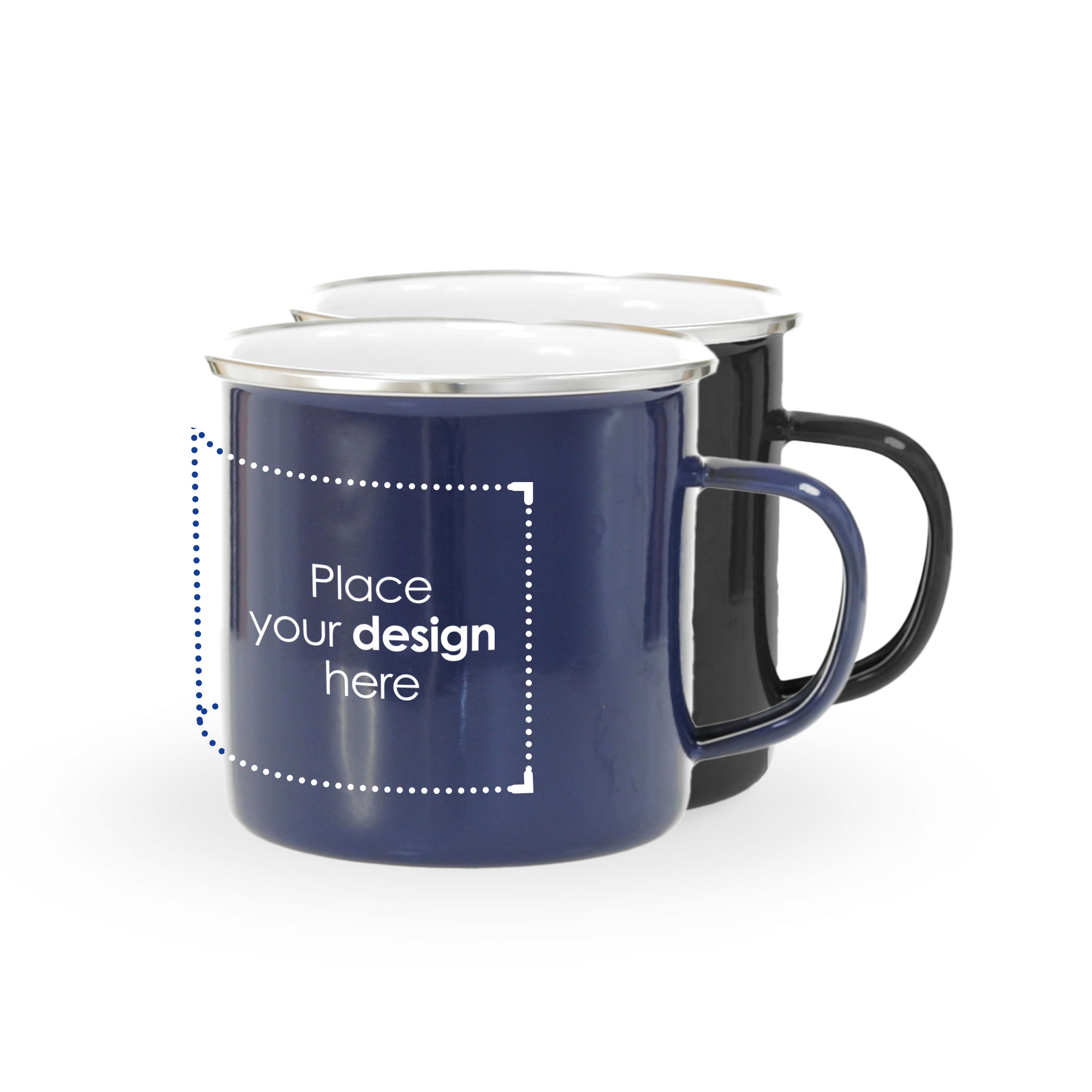 Mug émaillé - 380 ml | Inox | Bordure en acier inoxydable de luxe