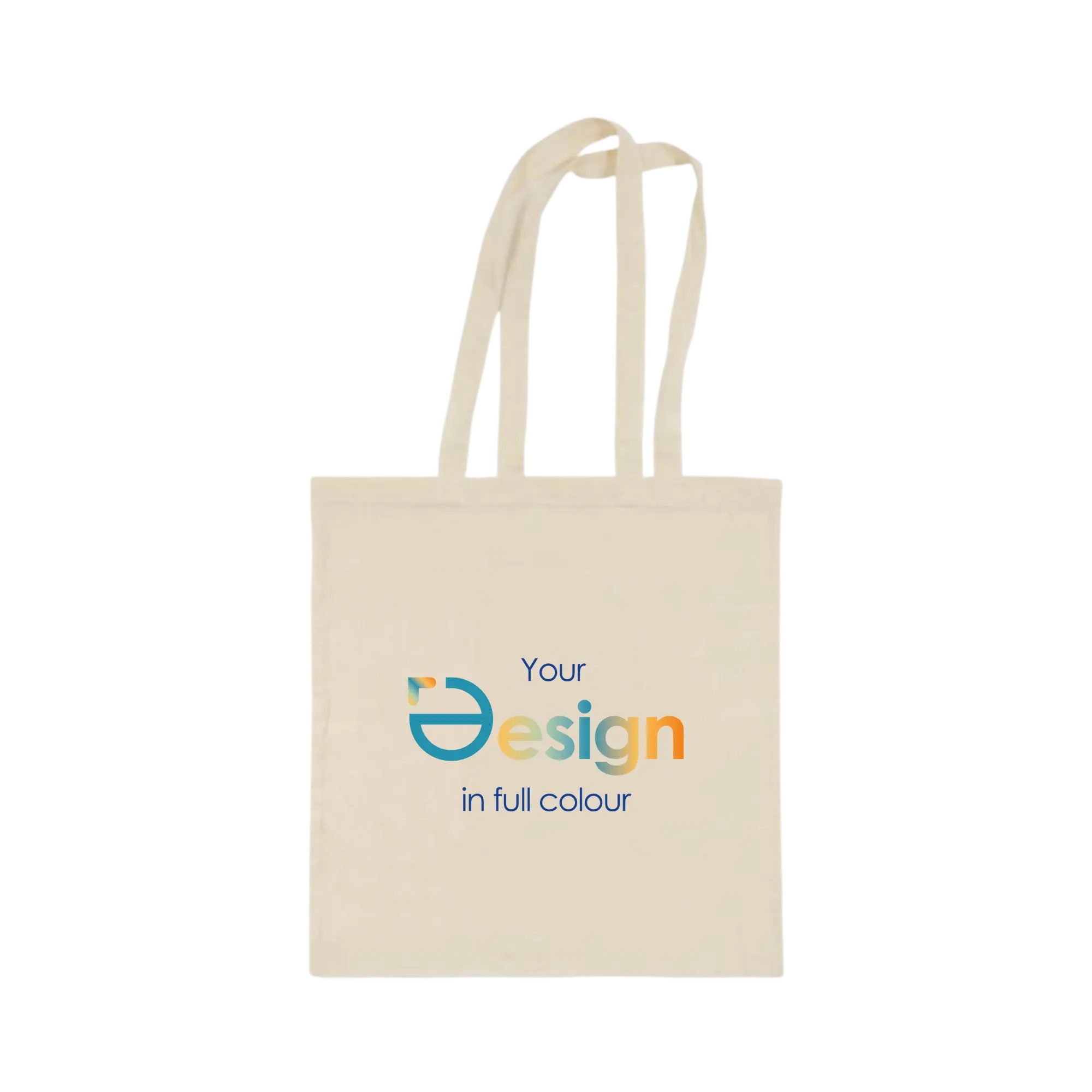 Sac shopper en coton avec fond | 150 g/m2 | Beige | Anses longues