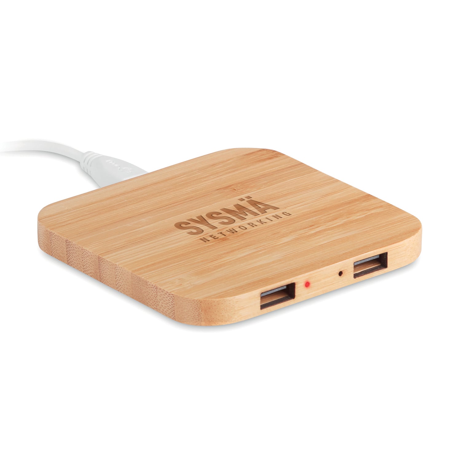 Chargeur sans fil | Bambou | 2 ports | Avec port USB