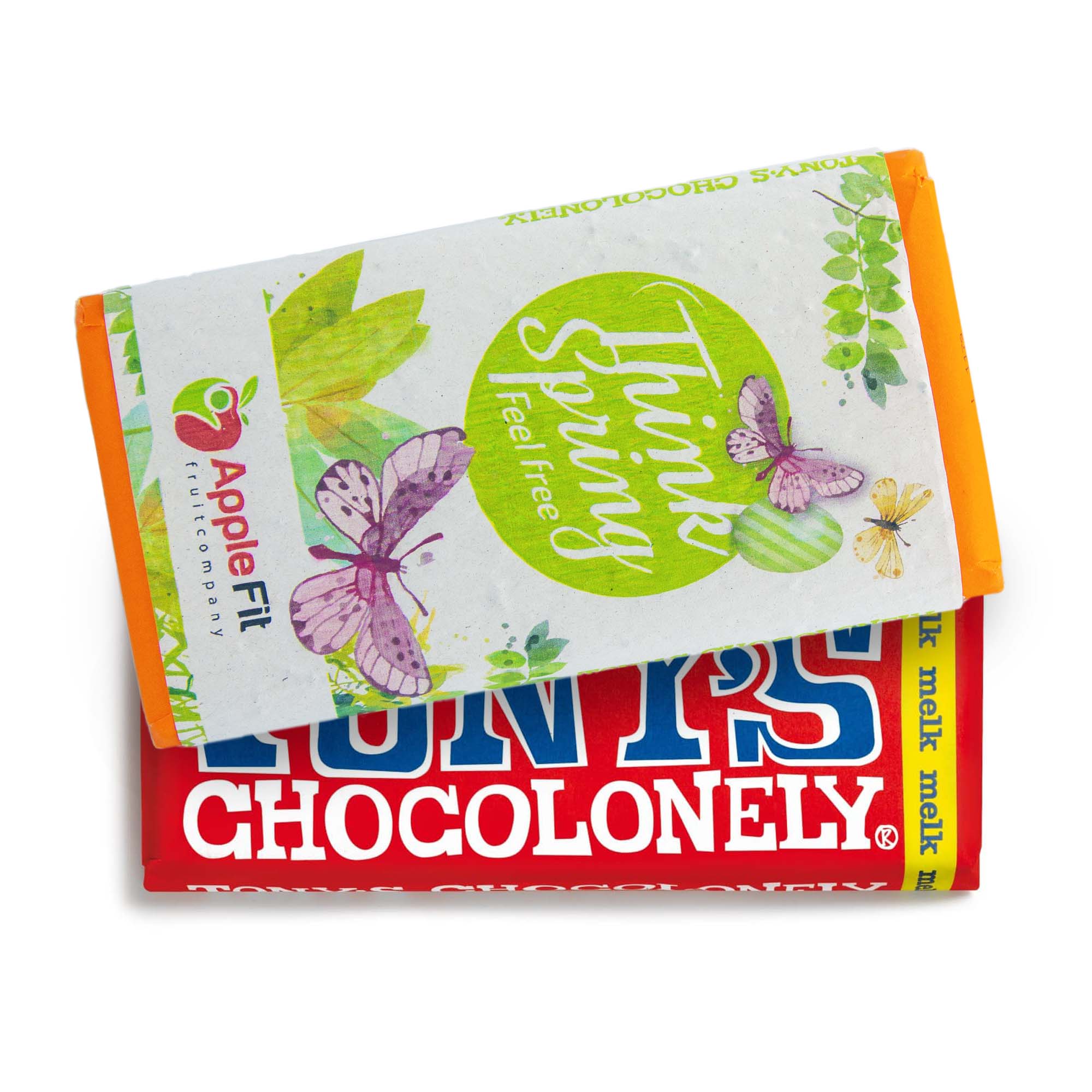 Tony's Chocolonely | Barre de chocolat | Avec pochette en papier ensemencé | Impression sur toute la surface
