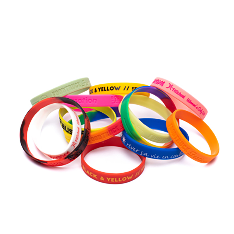 Bracelet - Silicone | Impression en relief | 200 x 12 mm | Couleurs variées