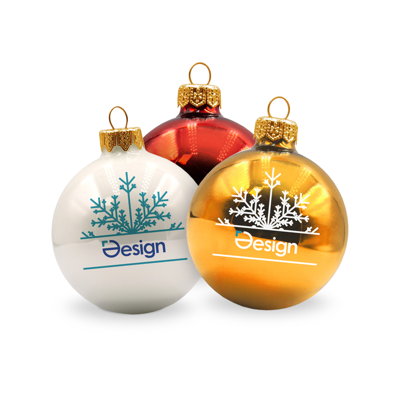 Boule de Noël colorée - Suspension dorée | Brillant | Impression jusqu'à 4 couleurs