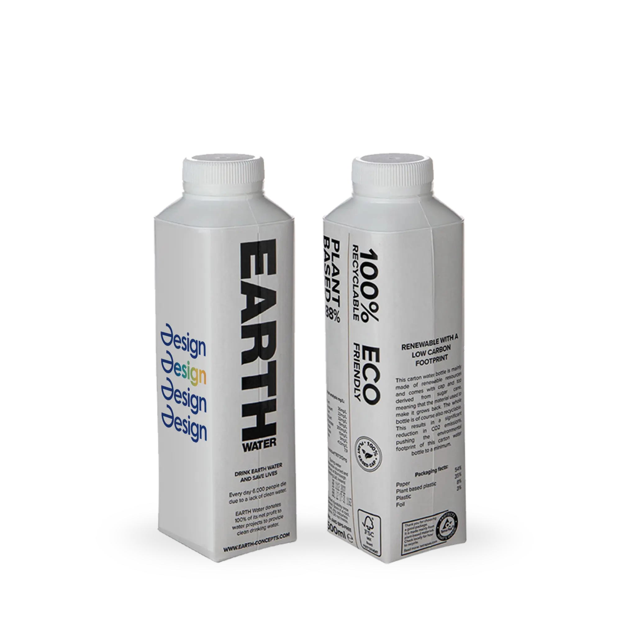 Pack d'eau en carton - 500 ml | Tetra pack | Quadrichromie