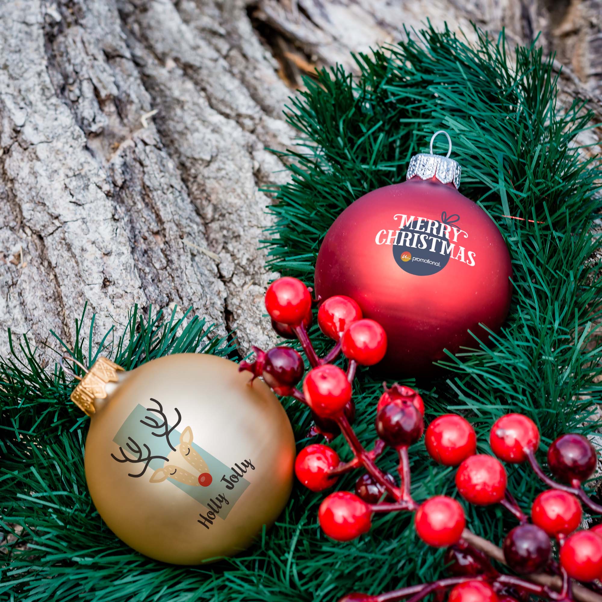 Boule de Noël - Suspension argentée | Mat | Full colour | 66 mm