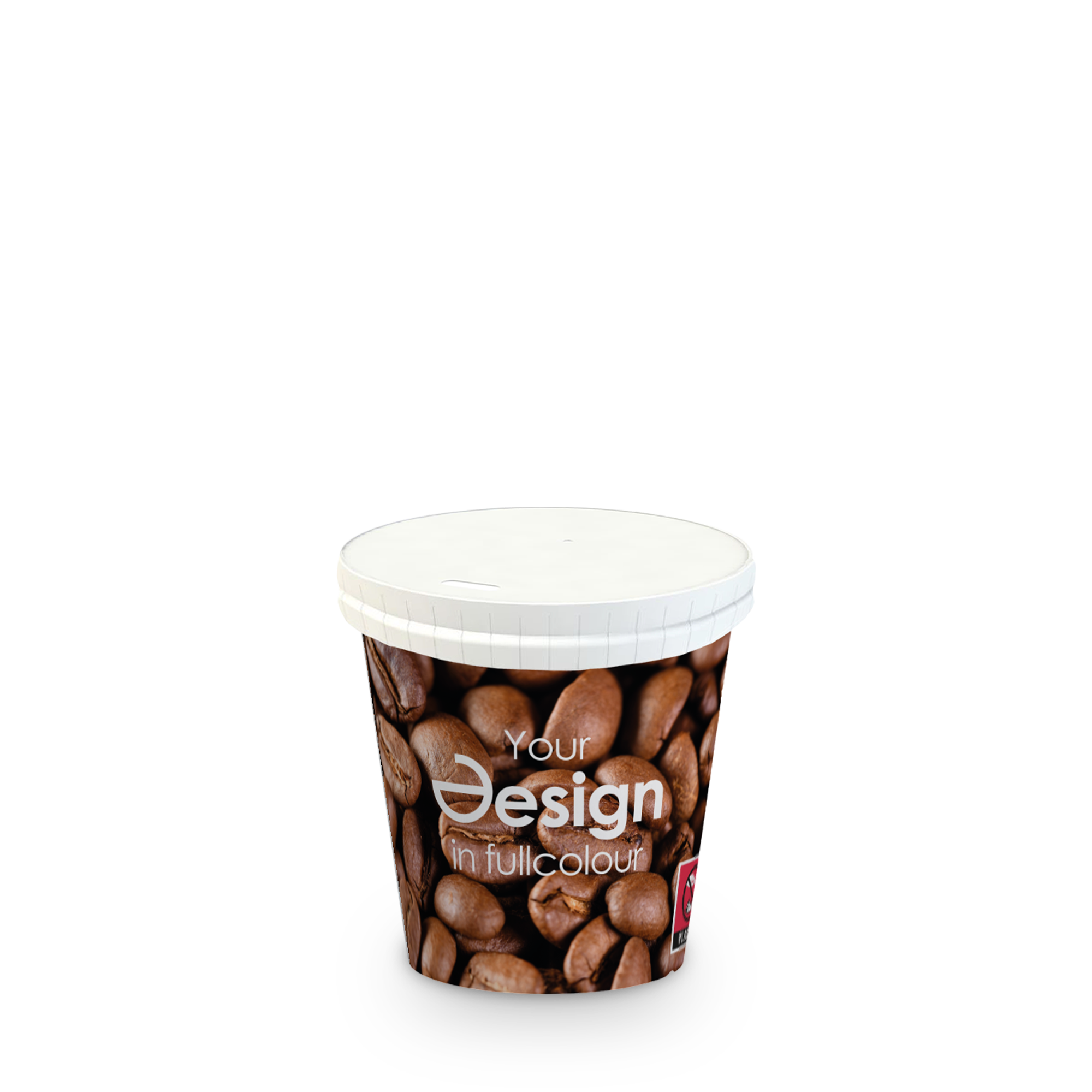 Gobelet  en carton - 100 ml | Simple paroi | Avec couvercle | Quadrichromie