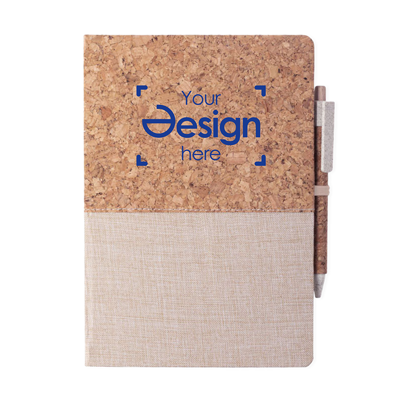 Carnet - A5 | Liège et paille de blé | Incl. stylo à bille
