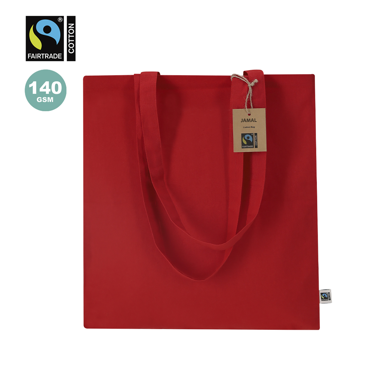 Sac en coton Fairtrade – 140 g/m² | Solide | Durable
