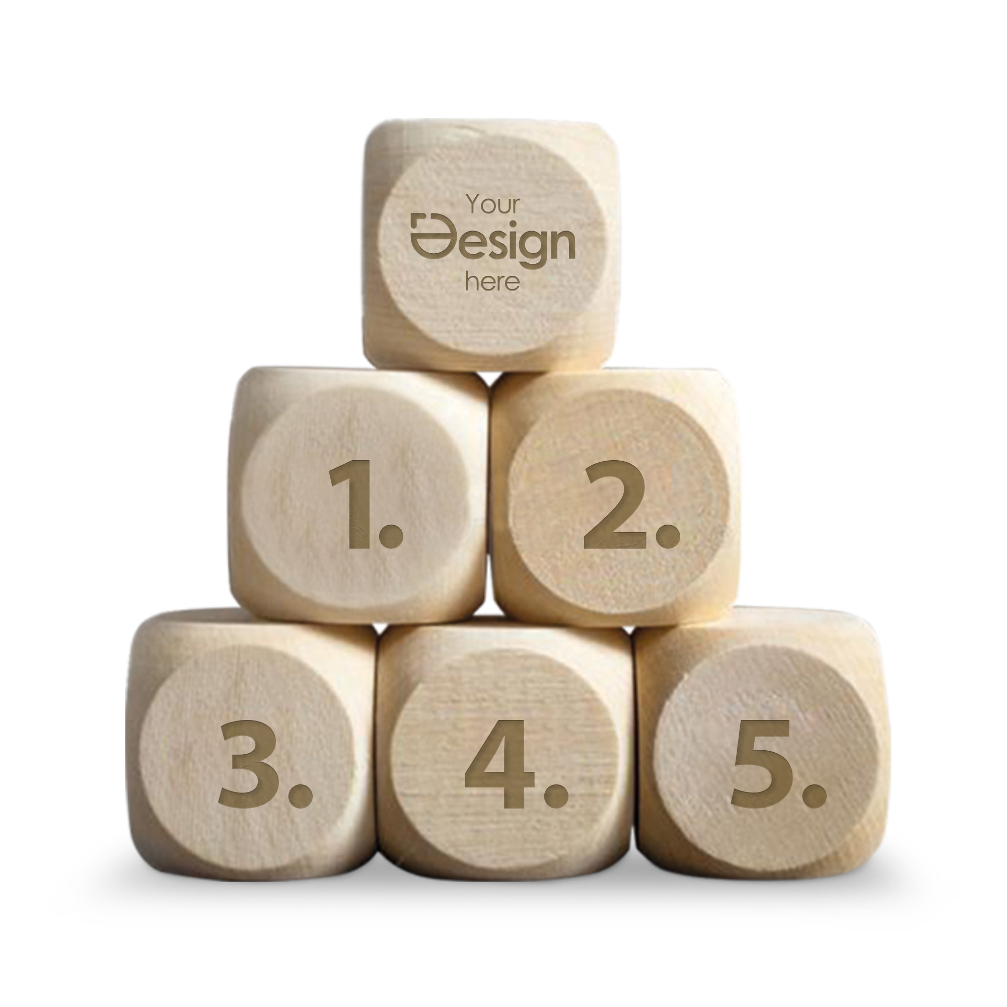Dés en bois - 25 mm | Coins arrondis | Rapide