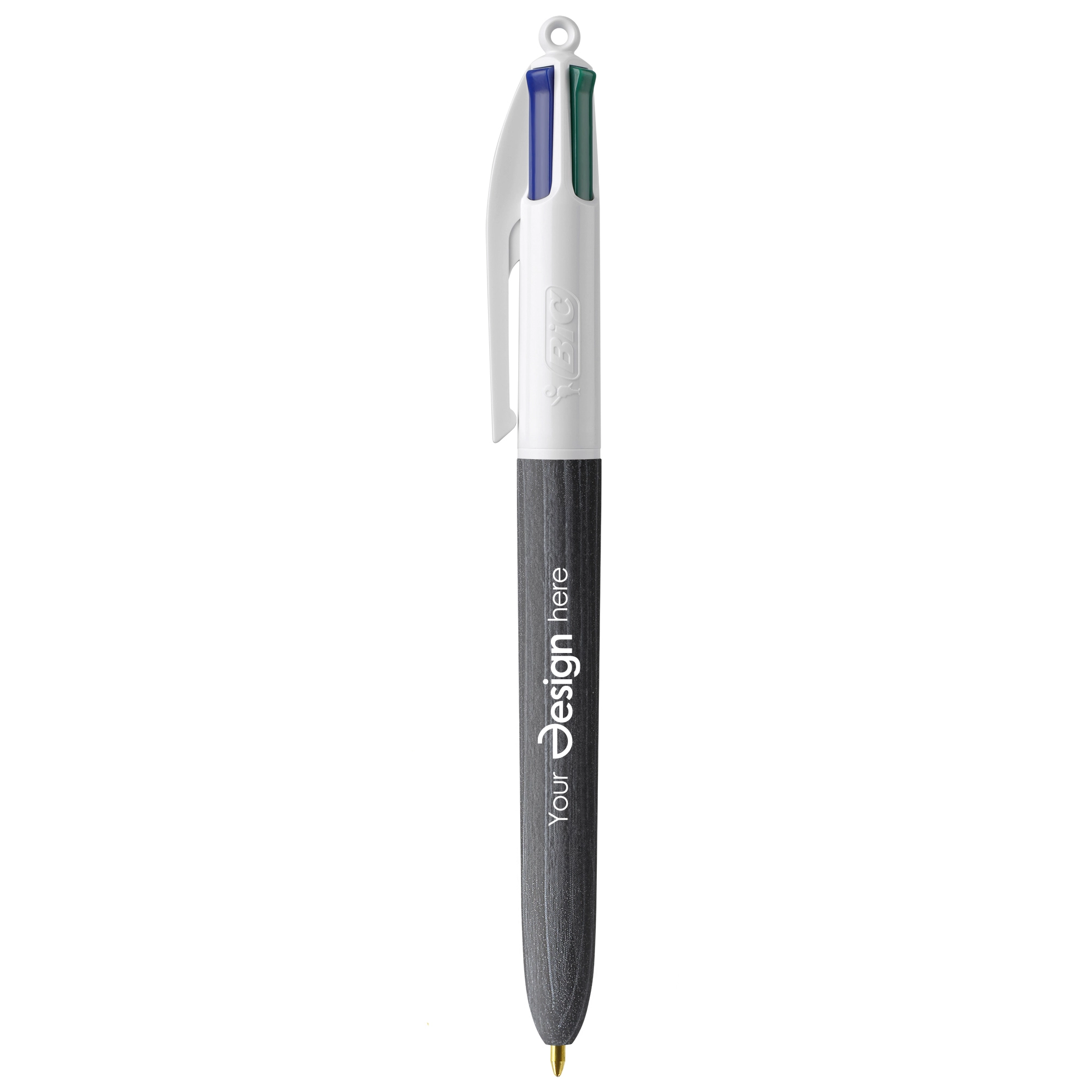 Stylo BIC 4 couleurs | Aspect bois | Fabriqué en Europe | Impression monochrome