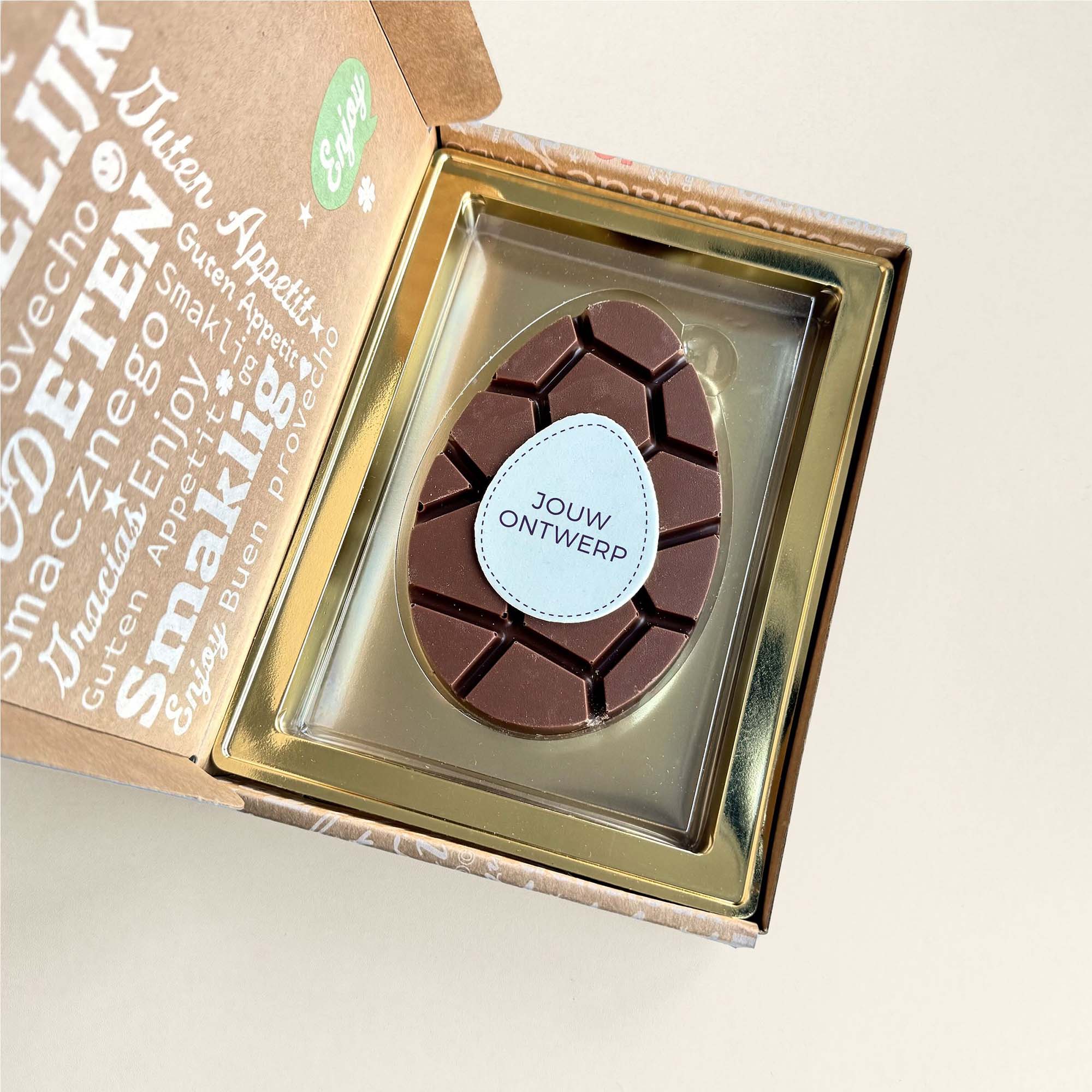 Oeuf de Pâques en chocolat - Différents parfums | Boîte cadeau | Logo personnalisé | 95g