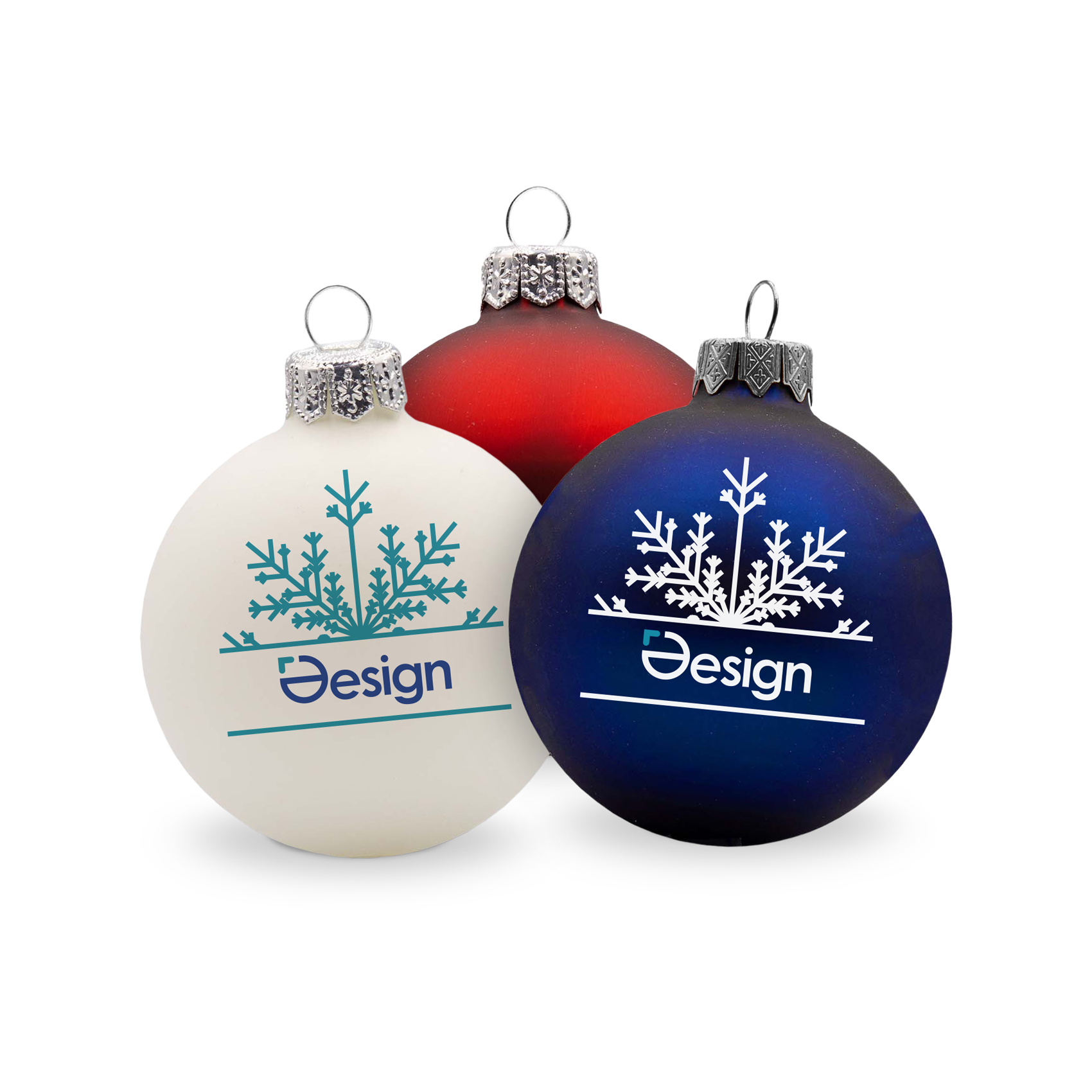 Boule de Noël colorée - Suspension argentée | Mat | 66 mm