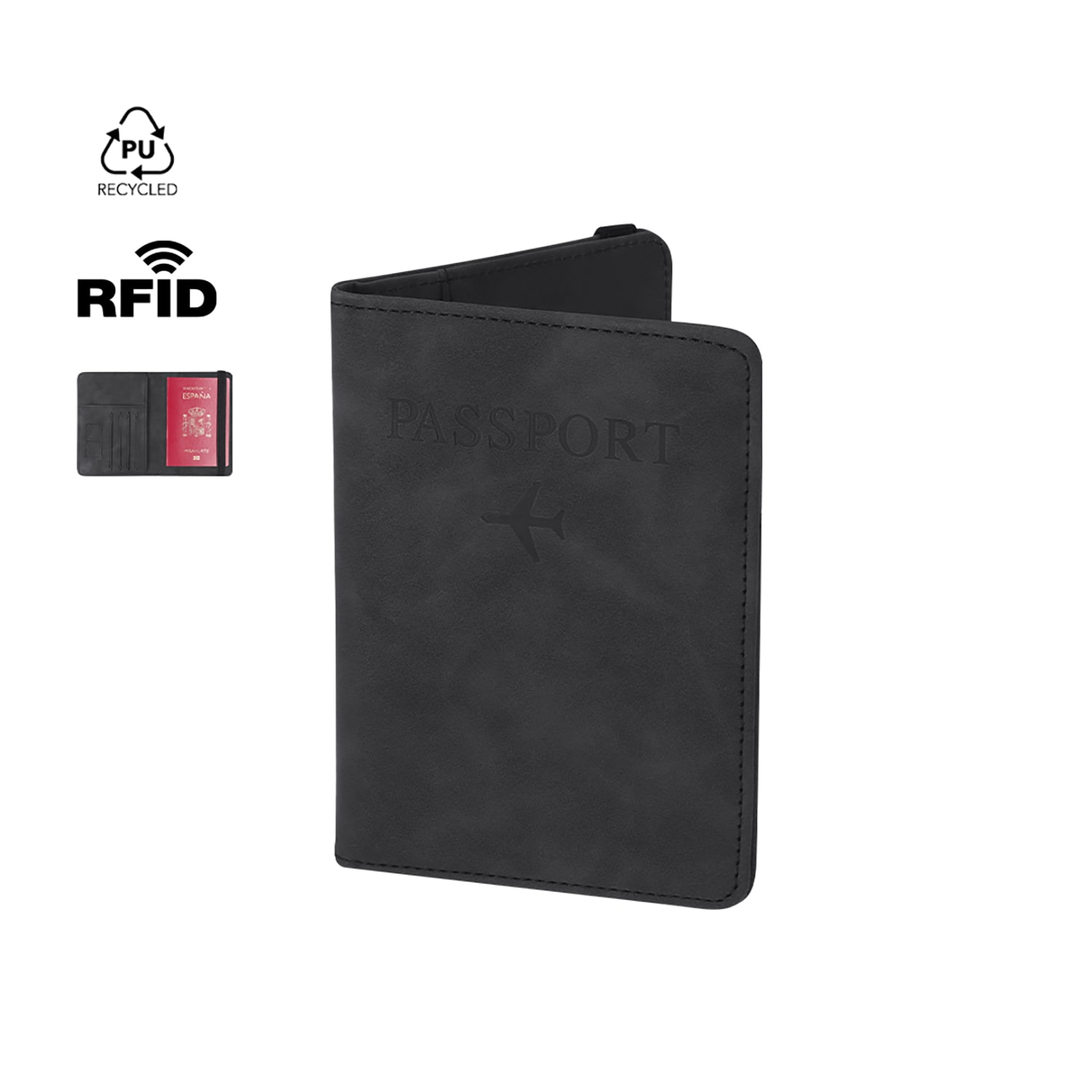 RFID porte-passeport – PU recyclé | Plusieurs compartiments | Sécurisé