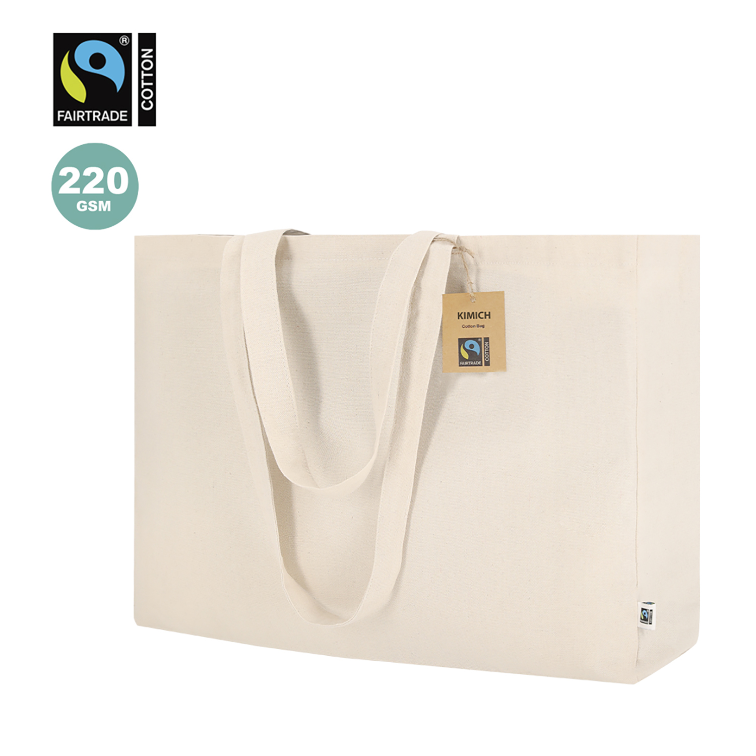 Sac en coton Fairtrade – 220 g/m² | Renforcé | Spacieux