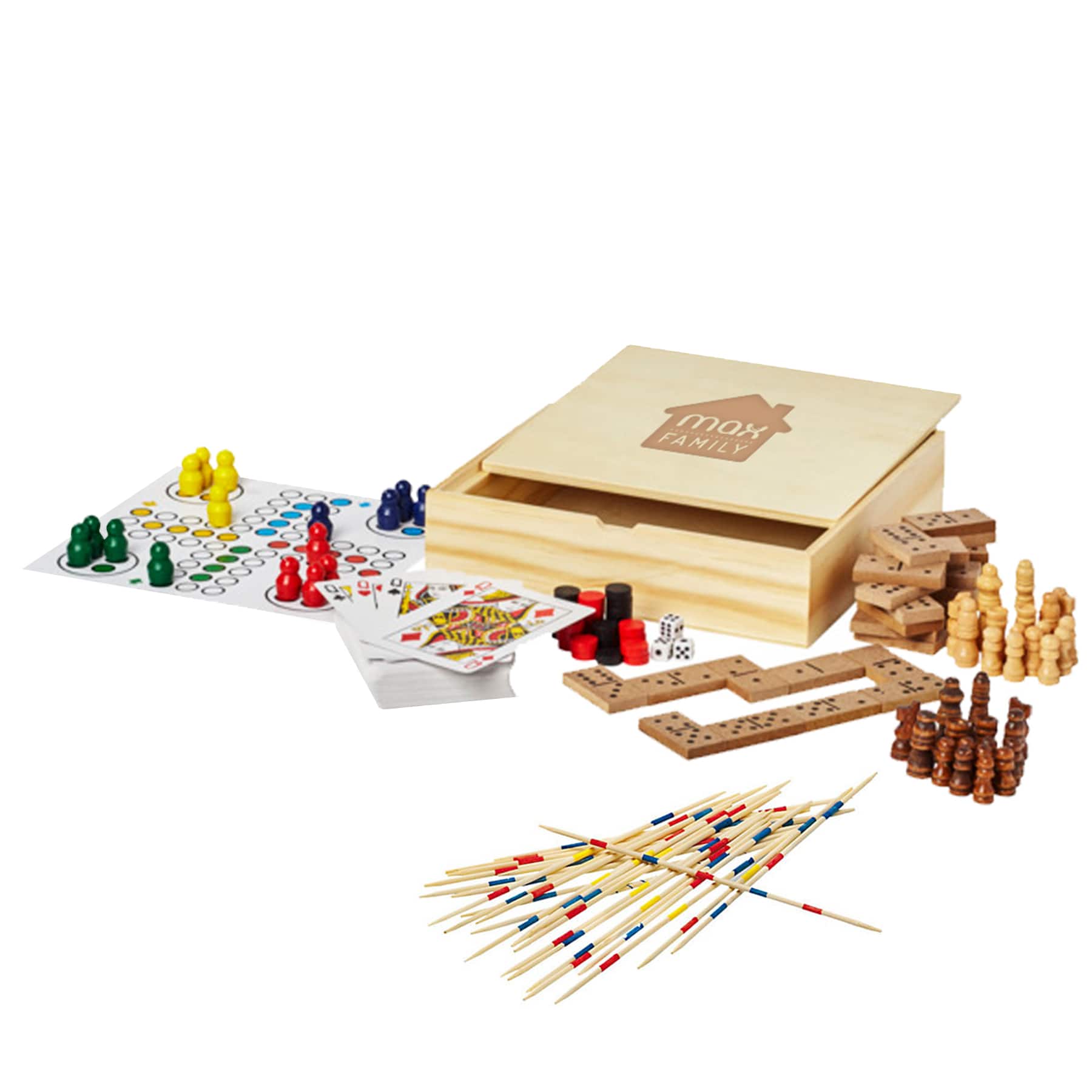 Set de jeu | Bois | Divers jeux | Logo sur la boîte