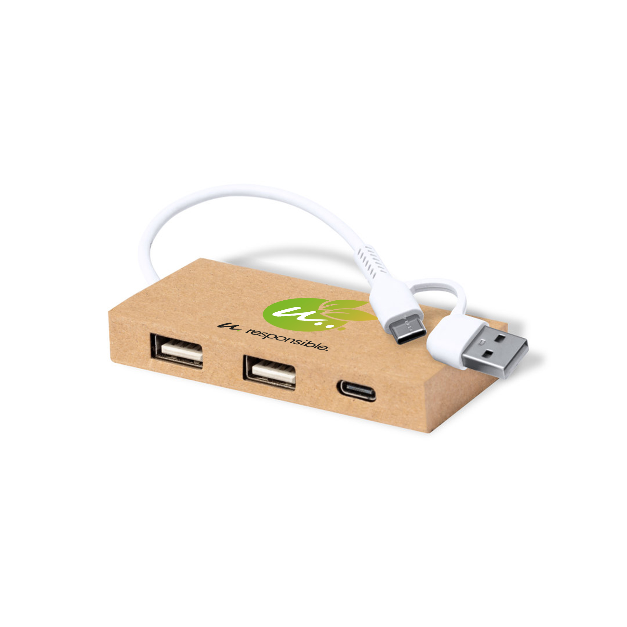 Hub USB | Carton recyclé | 2 ports USB | Quadrichromie