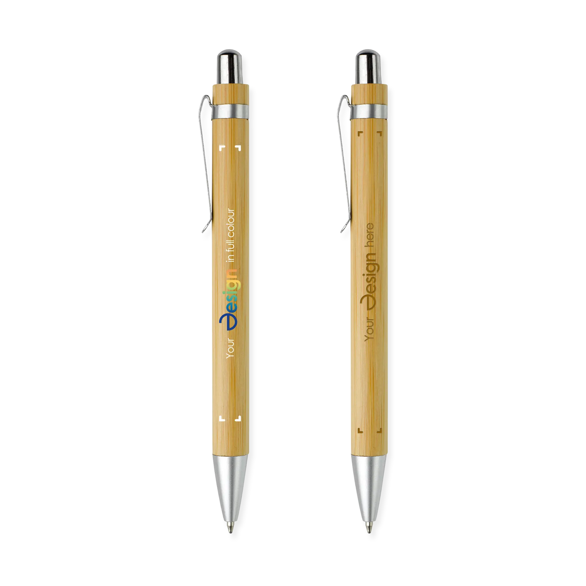 Stylo en bambou | Encre bleue | Quadrichromie