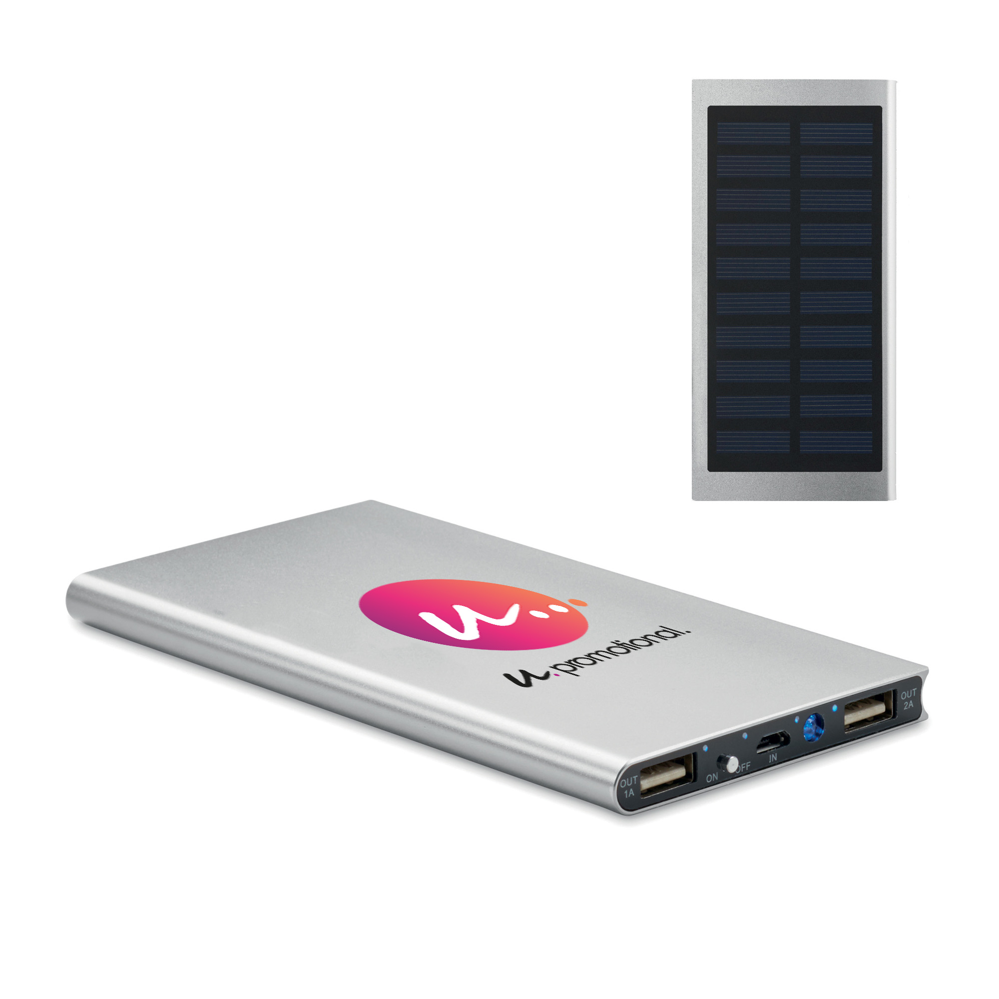Batterie externe solaire | 8000 mAh | Aluminium | Port USB