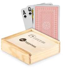 Cartes à jouer | Boîte en bois imprimée | Avec 5 dés