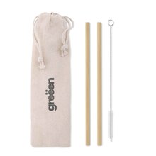 Pailles de bambou | 2 pièces | Pochette coton
