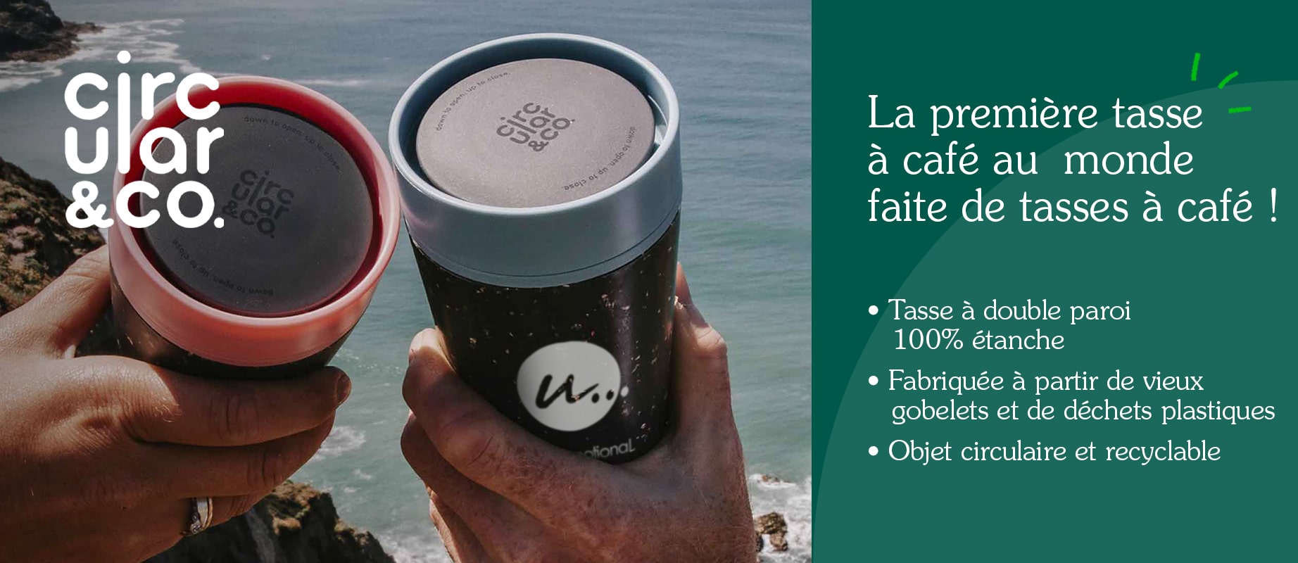 Tasses à café à emporter recyclées de la marque Circular & co