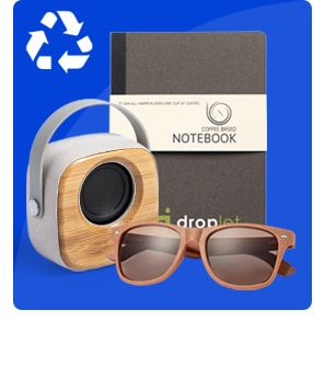Enceinte Bluetooth, carnet et lunettes de soleil fabriqués à partir de matériaux éco-responsables